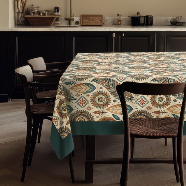 Toalha De Mesa Tribal Nativo - Pastas etárias (Tribal Native Ethnic pastel earthy colors feathers Tablecloth)