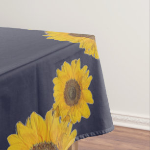 Toalha De Mesa Trio de girassol em azul escuro