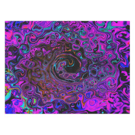 Toalha De Mesa Trippy Black and Magenta Retro Liquid Swirl