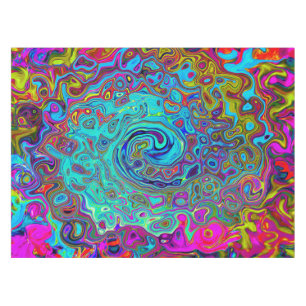 Toalha De Mesa Trippy Sky Blue Abstrato Retro Liquid Swirl