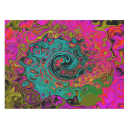 Toalha De Mesa Trippy Turquoise Abstrato Retro Liquid Swirl
