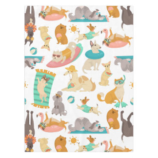 Toalha De Mesa tropical summer beach dogs party cute