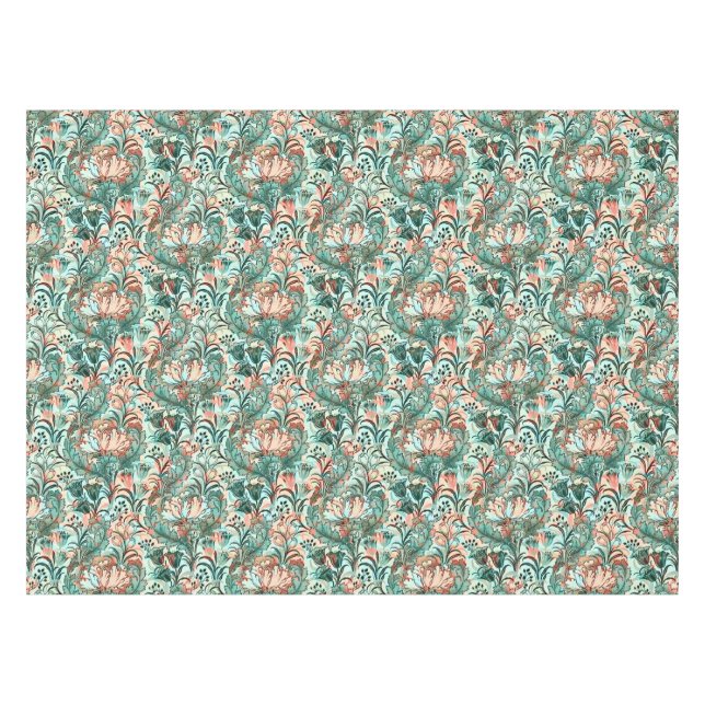 Toalha De Mesa Tulipa Peônia Pastel Crocus Padrão William Morris (Frente (Horizontal))