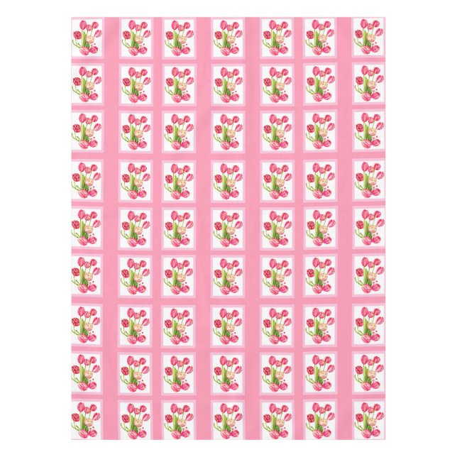 Toalha De Mesa Tulipas cor-de-rosa (Frente)