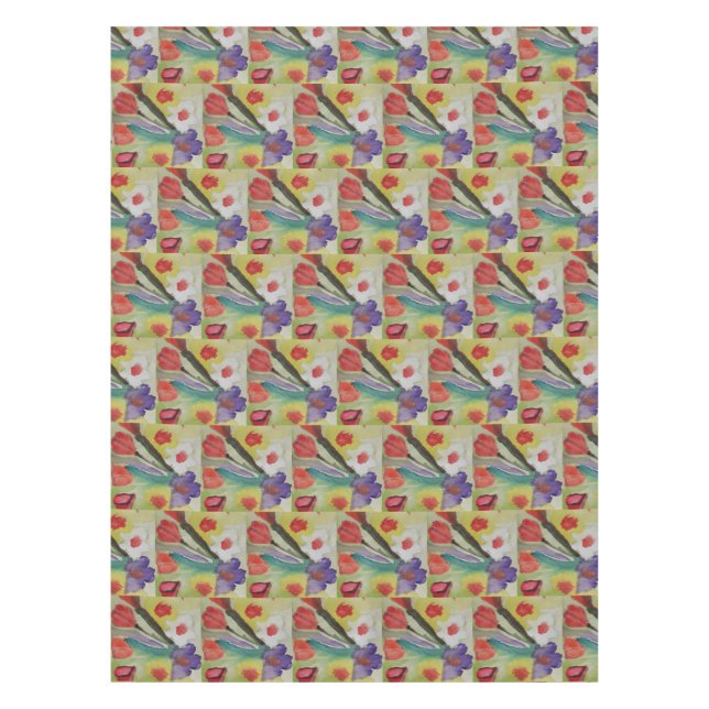 Toalha De Mesa Tulipas de abstrato e Flores de Mola (Frente)