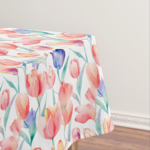 Toalha De Mesa Tulipas de Aquarela Tablecloth