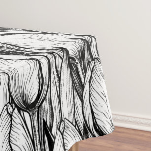 Toalha De Mesa Tulipas em preto e branco