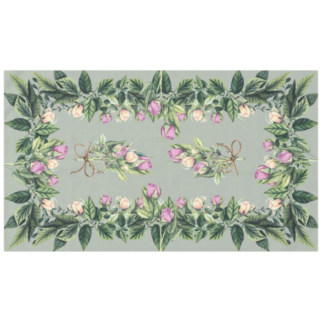 Toalha De Mesa Tulipinas de Tablecloth 60"x104" na Vinha em Sage (Frente (Horizontal))