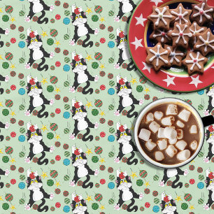 Toalha De Mesa Tuxedo Black White Christmas Cat