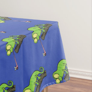 Toalha De Mesa Um desenho animado verde-feliz chameleon lagarto