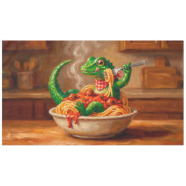 Toalha De Mesa um lagarto brincalhão desfrutando de uma deliciosa