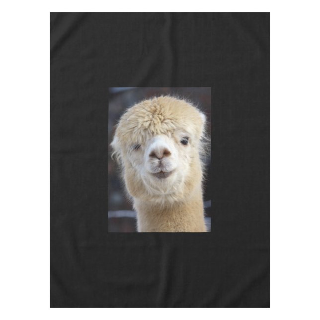 Toalha De Mesa Um rosto fofo e fofinho de uma alpaca        (Frente)