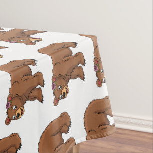 Toalha De Mesa Urso bonito com ilustração de desenho animado de