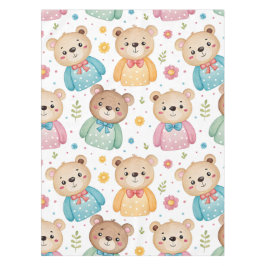 Toalha De Mesa Urso de pelúcia e flores