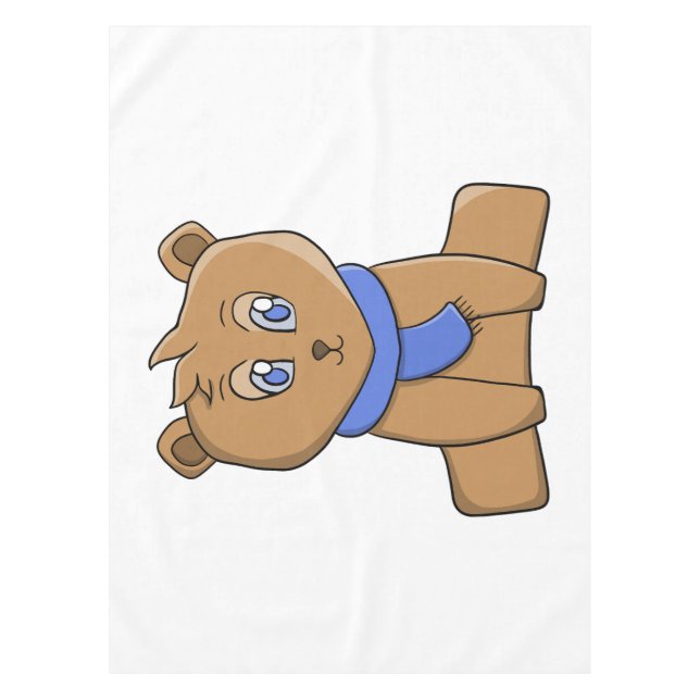 Toalha De Mesa Urso de pelúcia vestindo lenço azul (Frente)