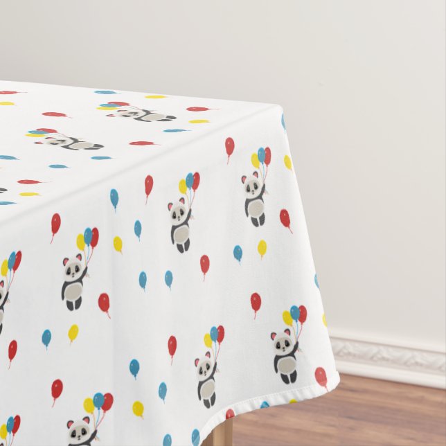 Toalha De Mesa Urso-Panda com balões brancos (Posição Original)