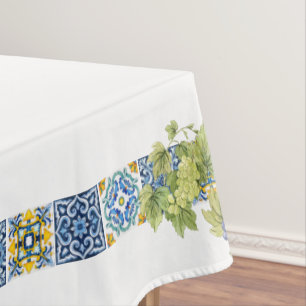 Toalha De Mesa Uvas de Azulejo Majolica Sicilianas, Bright Medite