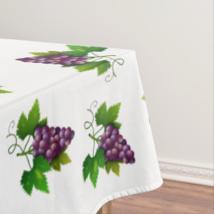 Toalha De Mesa Uvas de Vinho Tinto sobre Branco