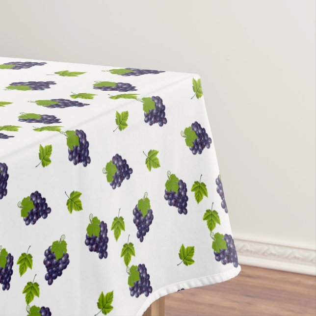 Toalha De Mesa Uvas sobre Branco (Posição Original)
