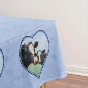 Toalha De Mesa Vaca Holstein e Coração Azul-Vitelo