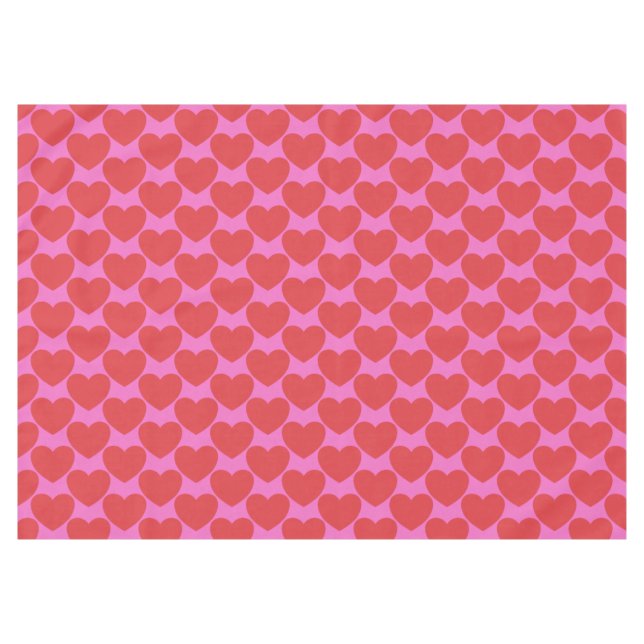 Toalha De Mesa Valentine's Day Pink and Red Heart Pattern Party (Frente (Horizontal))