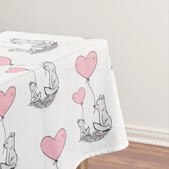 Toalha De Mesa Valentine's Day Tablecloth Foxy Pink Hearts  (Posição Original)