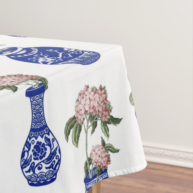 Toalha De Mesa Vasos e flores azuis de Chinoiserie (Posição Original)