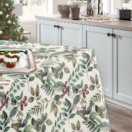 Toalha De Mesa Vegetação de Inverno e Bagas Natal Rústico