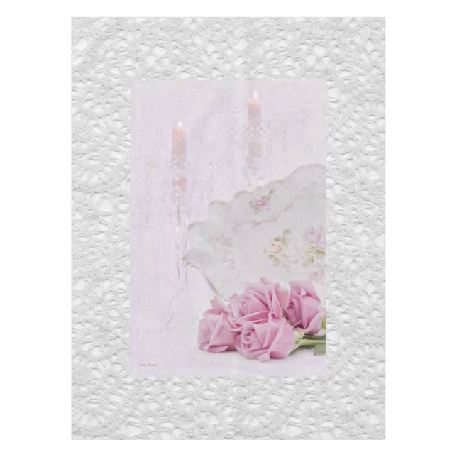 Toalha De Mesa Velas e Rosas (Frente)