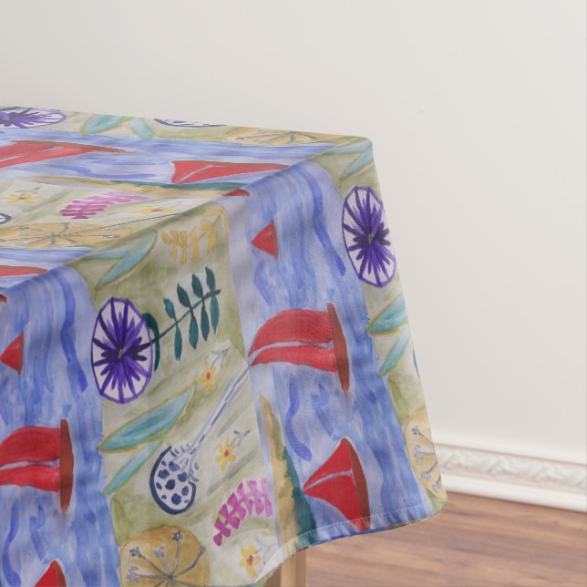 Toalha De Mesa Velas Vermelhas e Flores (Posição Original)