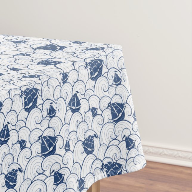 Toalha De Mesa Veleiros no teste padrão do mar (Posição Original)