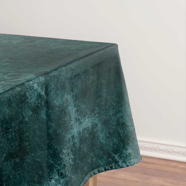 Toalha De Mesa Velvety Teal Damask | Verde escuro Barroco (Posição Original)