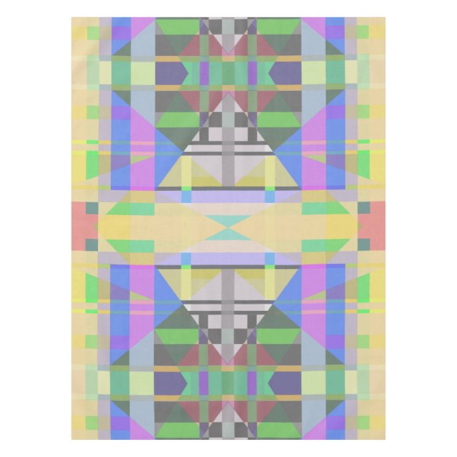 Toalha De Mesa Verde Amarelo Azul Roxo Geométrico (Frente)