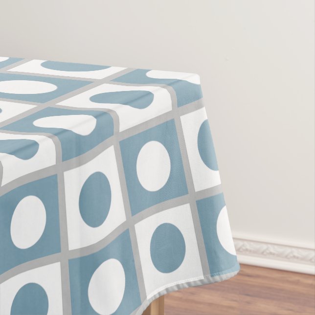 Toalha de Mesa Verde Azul e Branco Abstrato Modern (Posição Original)