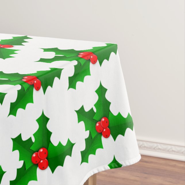Toalha De Mesa Verde de Natal e Holly Holly Thunder_Cove vermelha (Posição Original)