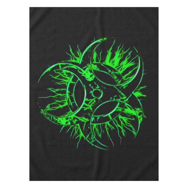 Toalha De Mesa Verde no símbolo tóxico do sinal de aviso do (Frente)