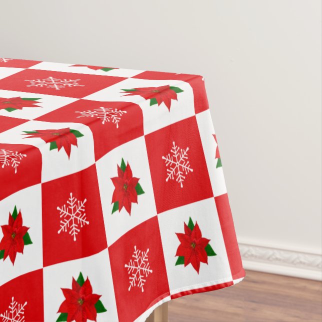 Toalha de mesa vermelha e branca de Natal moderna (Posição Original)