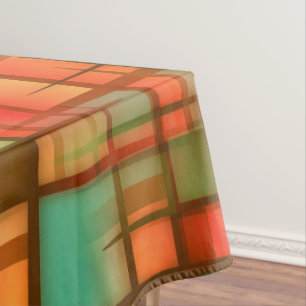 Toalha De Mesa Vermelho abstrato moderno do verde azul da xadrez