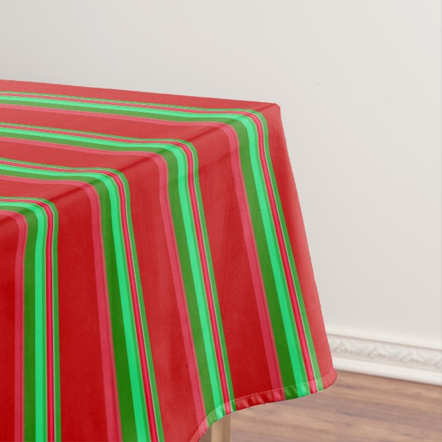 Toalha De Mesa Vermelho Clássico e Faixa Verde (Posição Original)