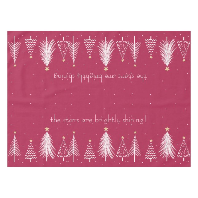 Toalha De Mesa Vermelho com Árvore Branca de Natal (Frente (Horizontal))