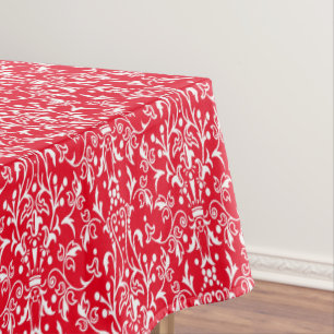 Toalha De Mesa Vermelho e branco do Damasco