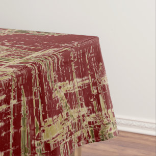 Toalha De Mesa Vermelho Escuro e Arte Moderna Dourada