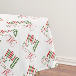 Toalha De Mesa Vermelho Festivo e Verde Natal FELIZ E BRILHANTE