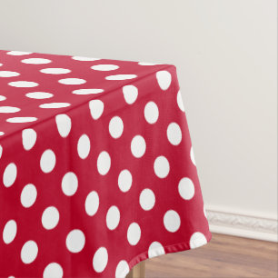Toalha De Mesa Vermelho + Pontos Brancos Polka