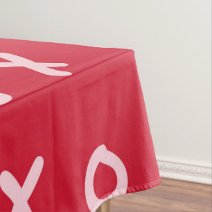 Toalha De Mesa Vermelho & Rosa Bebê X O XO XO's Fofo Moderno