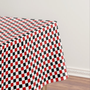 Toalha De Mesa Vermelho-Verificado, Preto-Branco-52x70 ALGODÃO