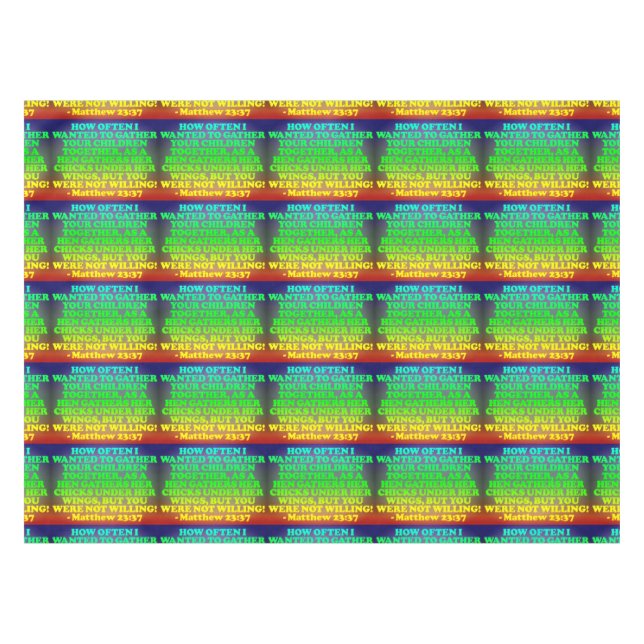 Toalha De Mesa Verso da bíblia do 23:37 de Matthew. Imagem (Frente (Horizontal))