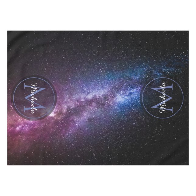 Toalha De Mesa Via Látea, cores brilhantes, monograma personalizá (Frente (Horizontal))