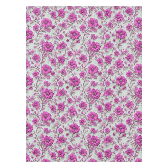 Toalha De Mesa Vibrant Pink Floral Pattern With Magenta Flowers (Frente)