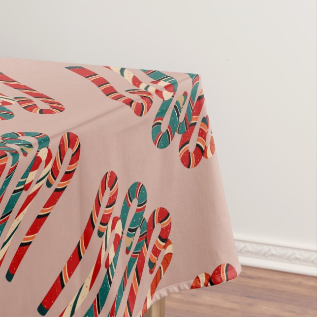 Toalha De Mesa Vibrante Meio século Moderno de Canas de Natal (Posição Original)